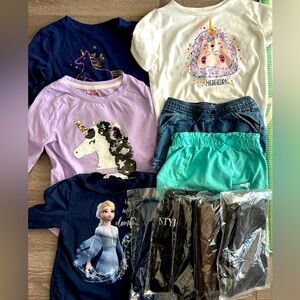 11 piece lot girls outfit tops shorts pants bundle unicorn, Frozen Elsa